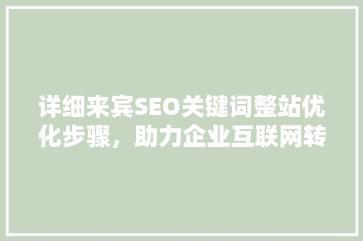 详细来宾SEO关键词整站优化步骤，助力企业互联网转型