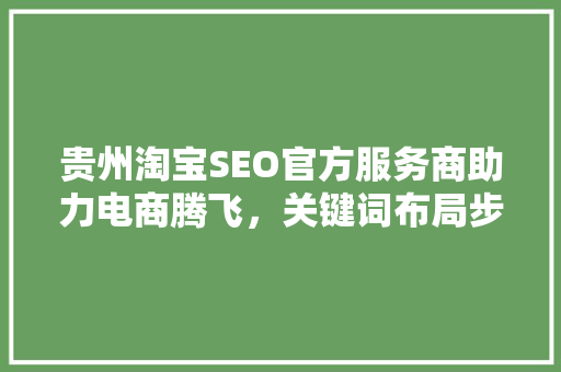 贵州淘宝SEO官方服务商助力电商腾飞，关键词布局步骤