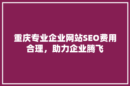重庆专业企业网站SEO费用合理，助力企业腾飞
