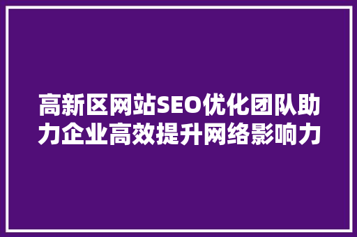 高新区网站SEO优化团队助力企业高效提升网络影响力