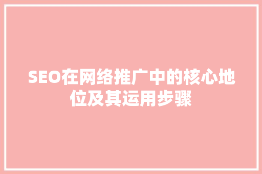 SEO在网络推广中的核心地位及其运用步骤  第1张