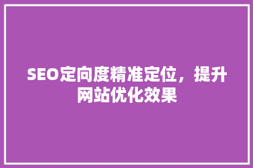 SEO定向度精准定位，提升网站优化效果  第1张