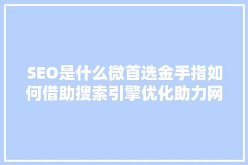 SEO是什么微首选金手指如何借助搜索引擎优化助力网站发展  第1张