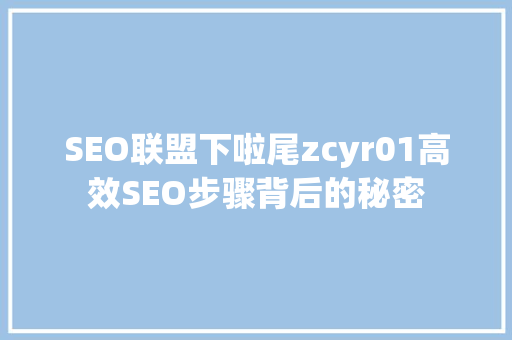 SEO联盟下啦尾zcyr01高效SEO步骤背后的秘密  第1张