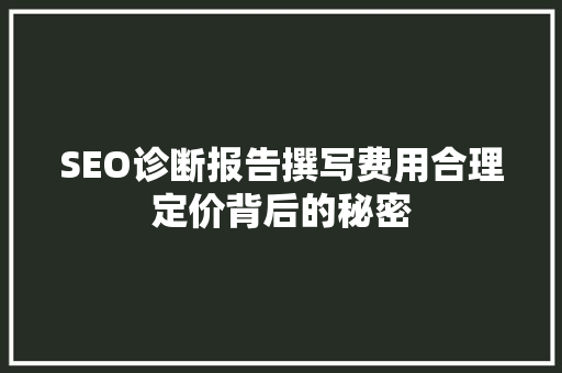 SEO诊断报告撰写费用合理定价背后的秘密