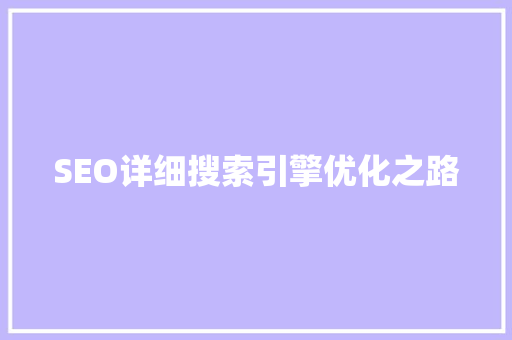 SEO详细搜索引擎优化之路
