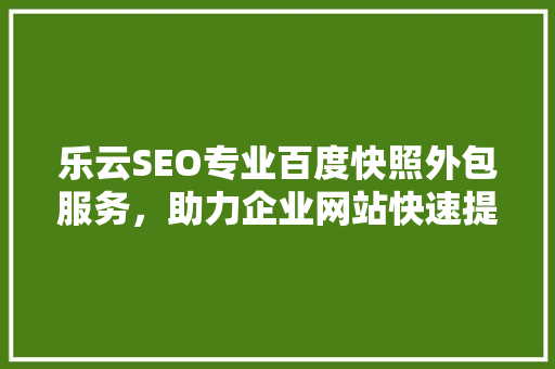 乐云SEO专业百度快照外包服务，助力企业网站快速提升排名  第1张