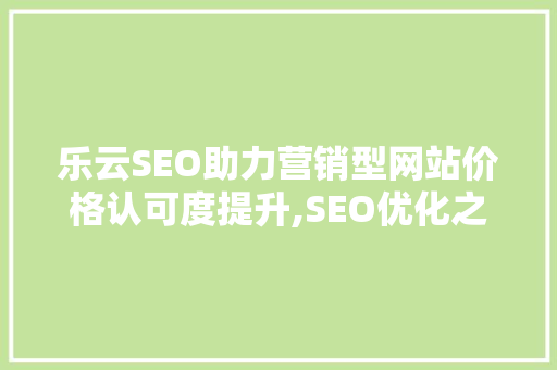 乐云SEO助力营销型网站价格认可度提升,SEO优化之路