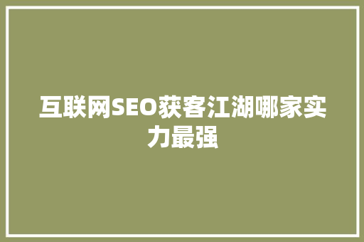 互联网SEO获客江湖哪家实力最强  第1张