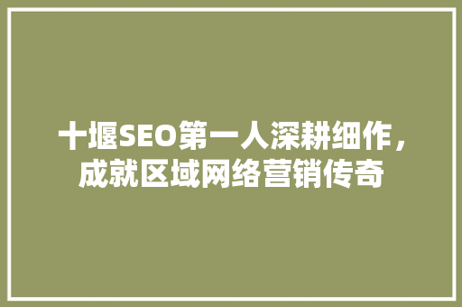 十堰SEO第一人深耕细作，成就区域网络营销传奇