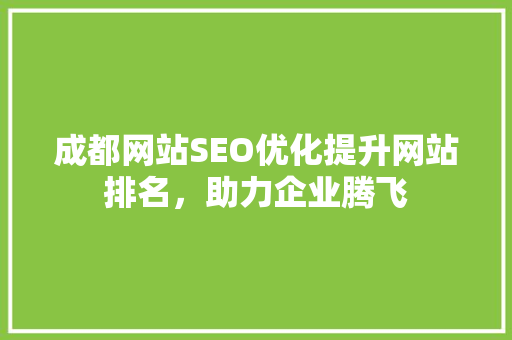 成都网站SEO优化提升网站排名，助力企业腾飞