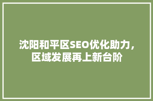 沈阳和平区SEO优化助力，区域发展再上新台阶
