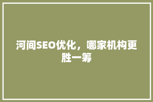 河间SEO优化，哪家机构更胜一筹  第1张
