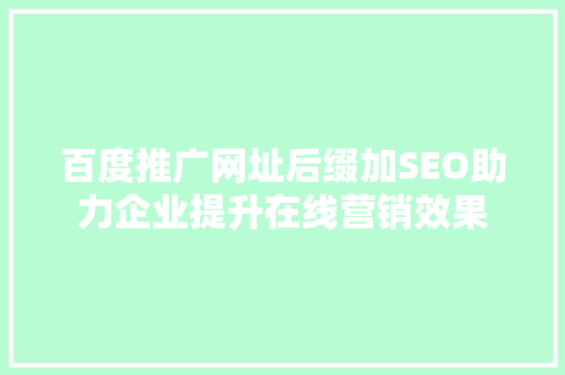 百度推广网址后缀加SEO助力企业提升在线营销效果