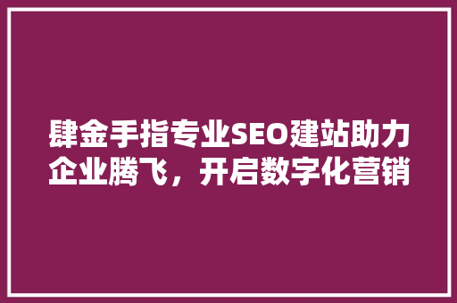 肆金手指专业SEO建站助力企业腾飞，开启数字化营销新篇章