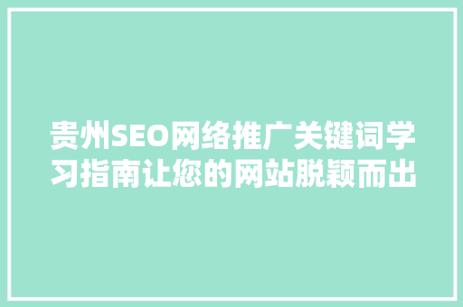贵州SEO网络推广关键词学习指南让您的网站脱颖而出