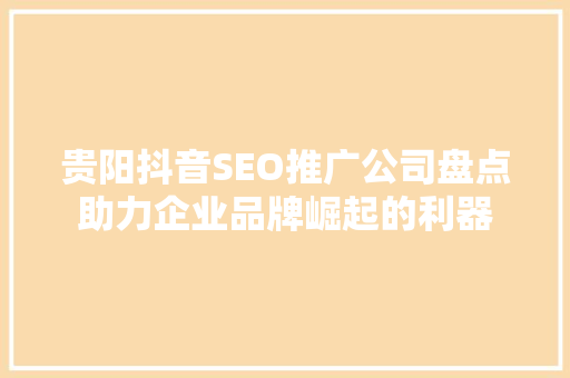 贵阳抖音SEO推广公司盘点助力企业品牌崛起的利器