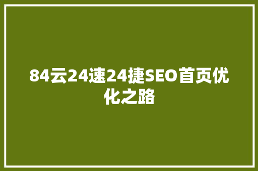 84云24速24捷SEO首页优化之路