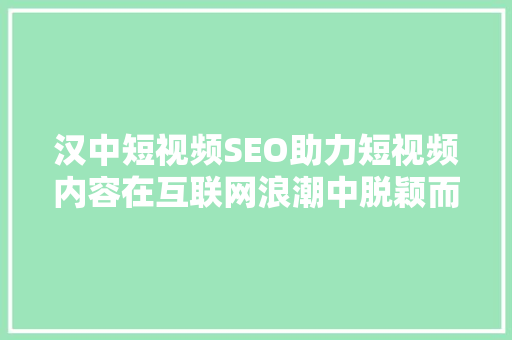 汉中短视频SEO助力短视频内容在互联网浪潮中脱颖而出  第1张