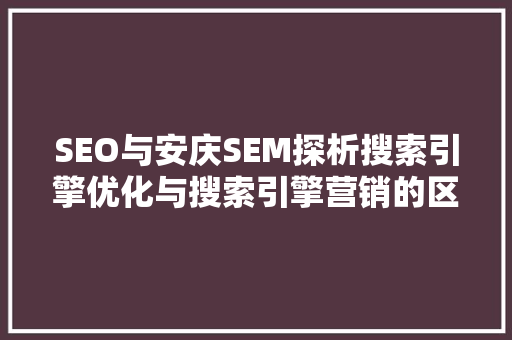 SEO与安庆SEM探析搜索引擎优化与搜索引擎营销的区别与联系  第1张