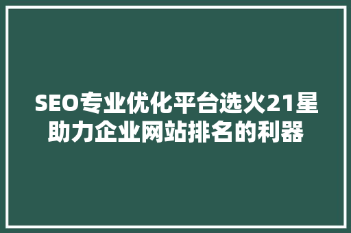 SEO专业优化平台选火21星助力企业网站排名的利器