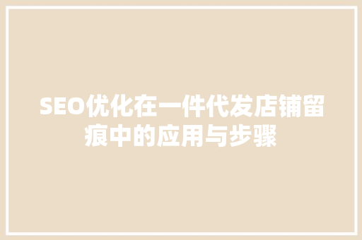 SEO优化在一件代发店铺留痕中的应用与步骤  第1张