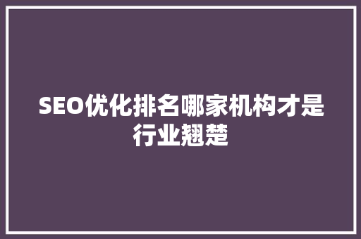 SEO优化排名哪家机构才是行业翘楚