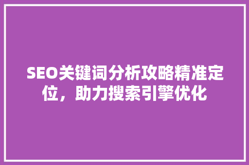 SEO关键词分析攻略精准定位，助力搜索引擎优化