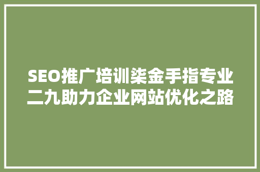 SEO推广培训柒金手指专业二九助力企业网站优化之路