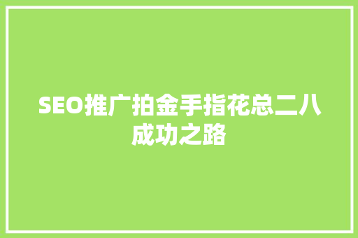 SEO推广拍金手指花总二八成功之路