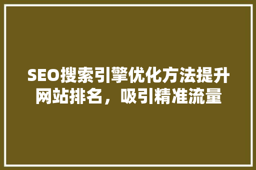 SEO搜索引擎优化方法提升网站排名，吸引精准流量