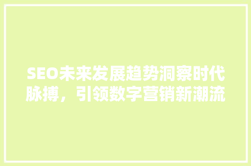 SEO未来发展趋势洞察时代脉搏，引领数字营销新潮流