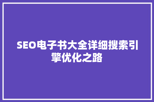 SEO电子书大全详细搜索引擎优化之路
