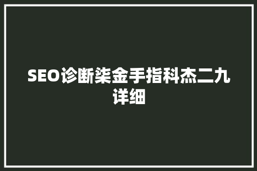 SEO诊断柒金手指科杰二九详细