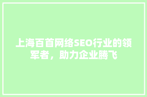上海百首网络SEO行业的领军者，助力企业腾飞