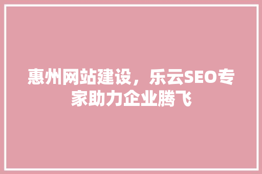 惠州网站建设，乐云SEO专家助力企业腾飞