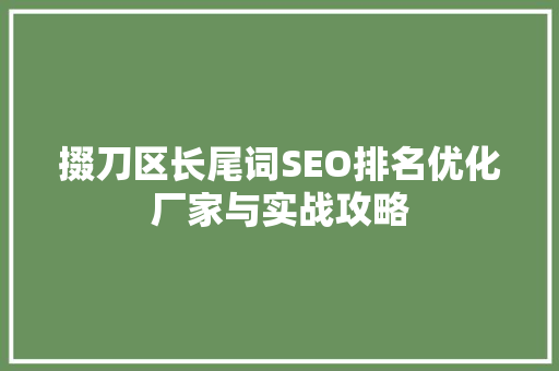 掇刀区长尾词SEO排名优化厂家与实战攻略