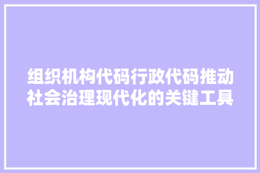 组织机构代码行政代码推动社会治理现代化的关键工具