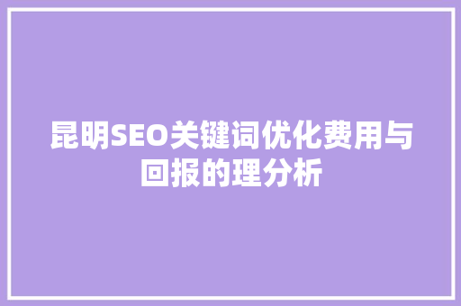 昆明SEO关键词优化费用与回报的理分析