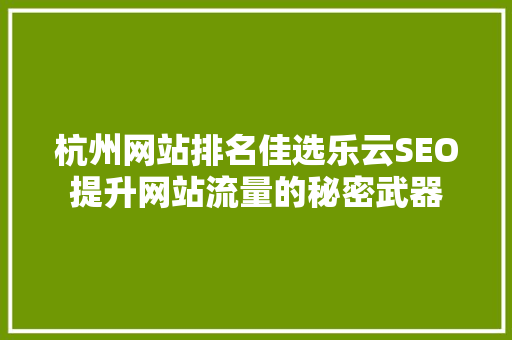 杭州网站排名佳选乐云SEO提升网站流量的秘密武器