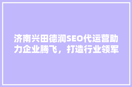 济南兴田德润SEO代运营助力企业腾飞，打造行业领军品牌