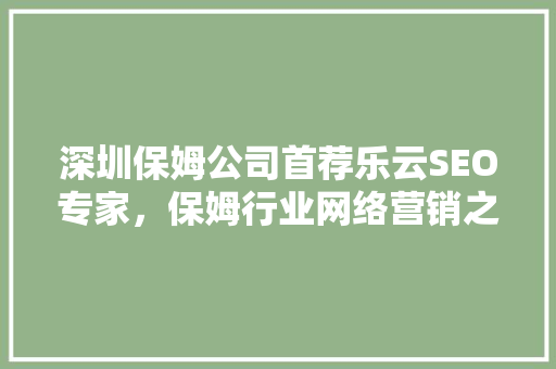 深圳保姆公司首荐乐云SEO专家，保姆行业网络营销之路