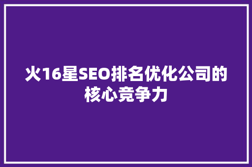 火16星SEO排名优化公司的核心竞争力
