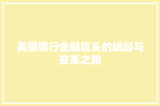 美国银行金融巨头的崛起与变革之路