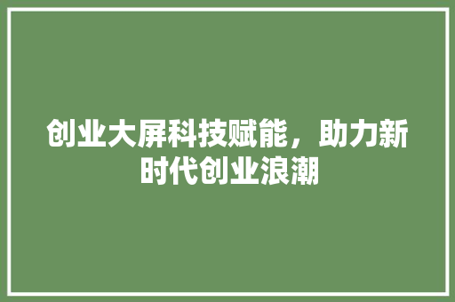创业大屏科技赋能，助力新时代创业浪潮