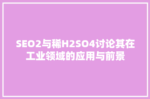 SEO2与稀H2SO4讨论其在工业领域的应用与前景
