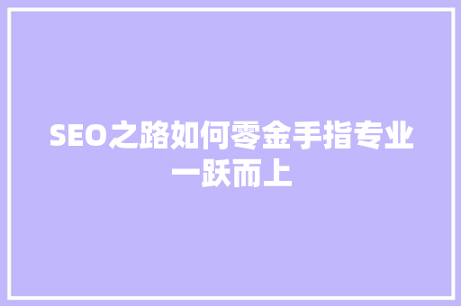 SEO之路如何零金手指专业一跃而上