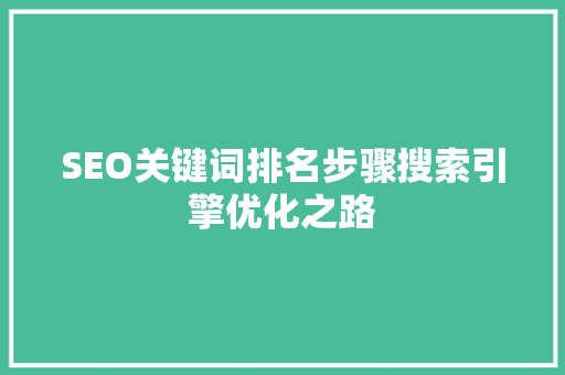 SEO关键词排名步骤搜索引擎优化之路