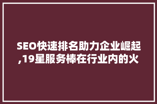 SEO快速排名助力企业崛起,19星服务棒在行业内的火爆现象
