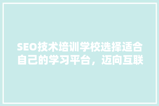 SEO技术培训学校选择适合自己的学习平台，迈向互联网营销巅峰